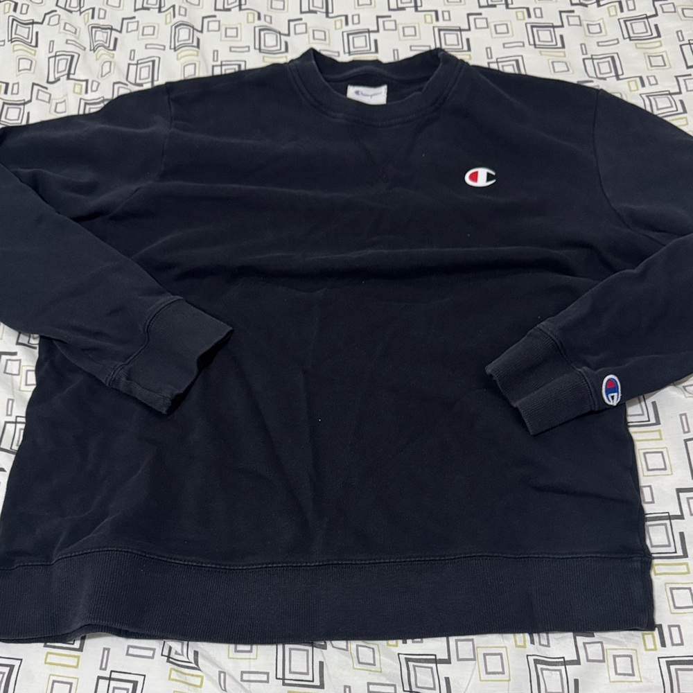 Champion Black Crewneck Sweatshirt with Small Logo